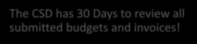 Step 2: Approving Budgets The CSD has 30 Days to