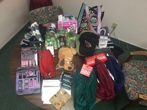 Approximately $500 worth of gift cards, scarves, hats, personal hygiene items, socks, earbuds, craft kits, and other novelties teenagers like were collected and taken to the December