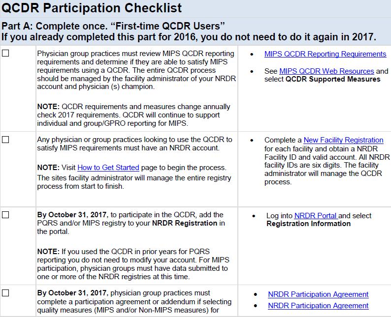 QCDR Participation Checklist https://www.
