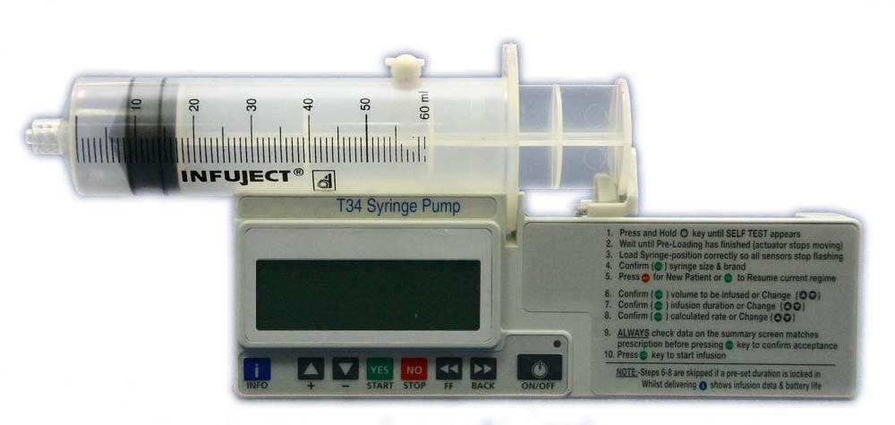 The NIKI T34 Syringe Driver is a portable, battery powered infusion device, which provides subcutaneous infusion of drug/s over a determined period of time.