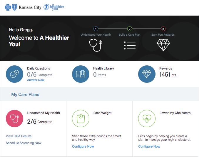 Dashboard Navigation After completing onboarding, you will be directed to the A Healthier You Dashboard. The My Care Plans section houses all your chronic condition and lifestyle Care Plans.