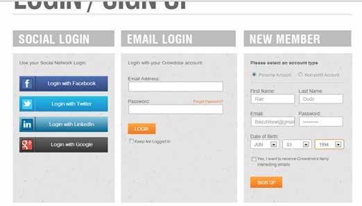 3. You will be taken to a full-screen LOGIN/SIGN UP
