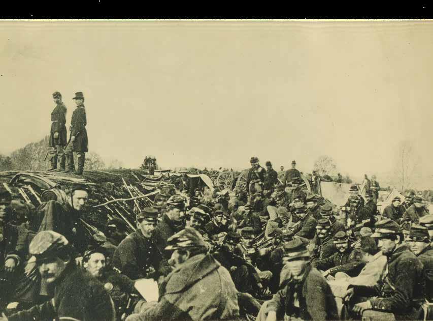 Below: Union soldiers awaiting battle.