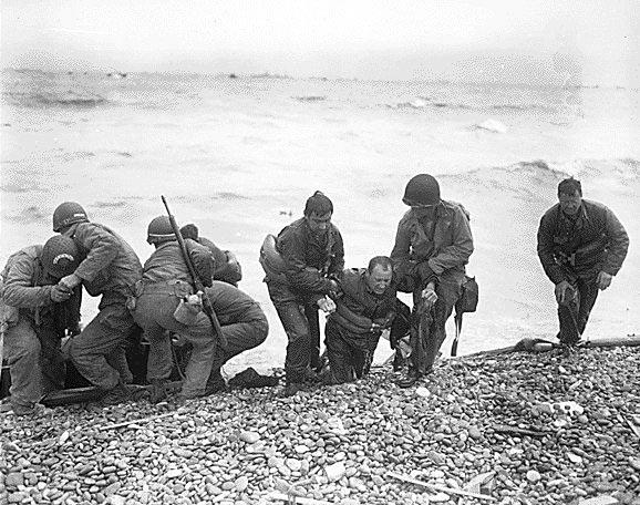 American troops on Omaha Beach, scene of the