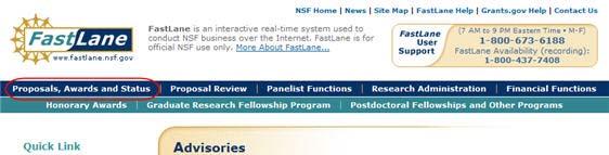C COMPLETING YOUR PROPOSAL 1. Open the NSF FastLane website at: https://www.fastlane.nsf.gov/index.