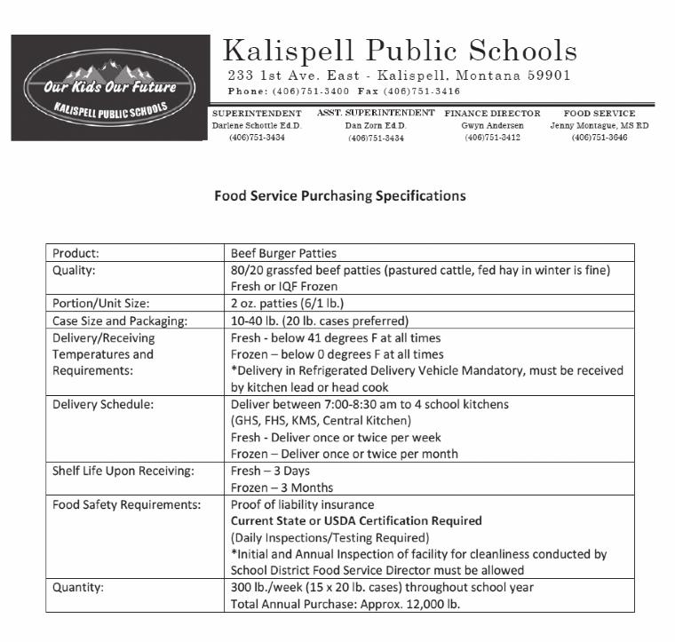 Appendix S: Kalispell Public Schools Beef
