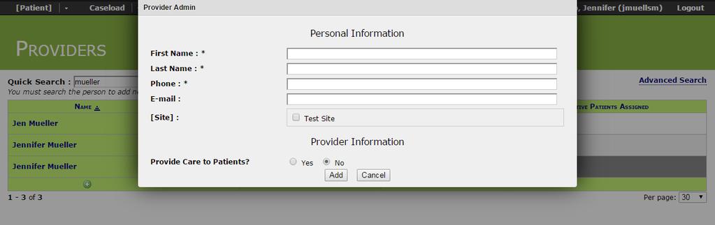 Add a New Provider from the Provider Page Navigate to Tools > Provider to add a new Provider to the list. 1. You must make a preliminary Quick Search for the provider before adding them.