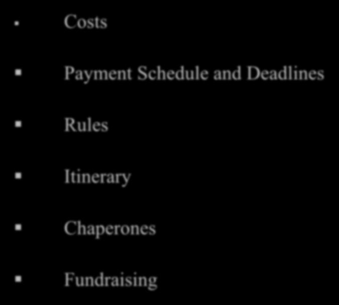 Disneyland Tour 2015 Costs Payment Schedule and
