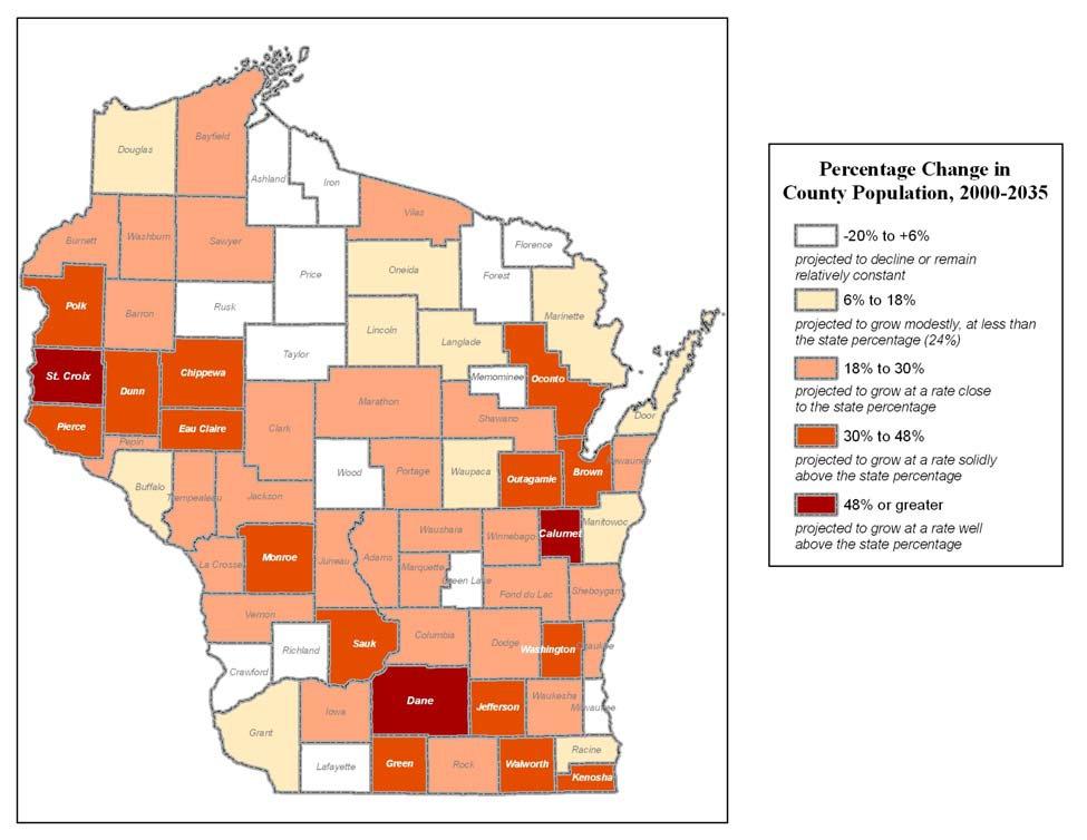 Needs Assessme nt 2013 According to the Wisconsin Workplace Profile 2011, Outagamie County growth rate is the 20th largest in the state, which will make Outagamie the 5th most populous county in