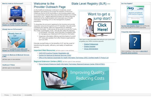 h. EMR and HIPAA section: links in this section open up a new window and display news related to Electronic Medical Records (EMR) and the Health Insurance Portability and Accountability Act (HIPPA).