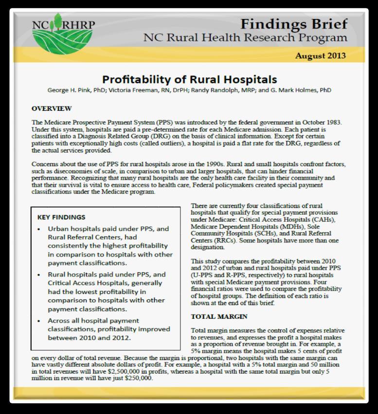 Challenging Environment Rural hospitals paid under PPS, and Critical Access Hospitals,