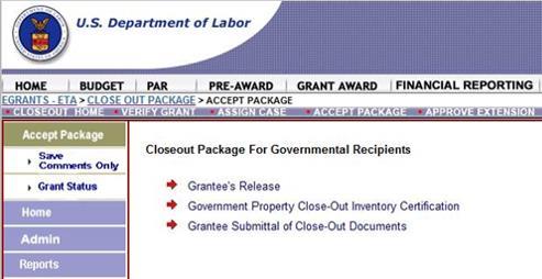 Elements of the Grant Closeout Package Governmental Closeout Package For Governmental Recipients Grantee s Release Government Property Close-Out Inventory Certification