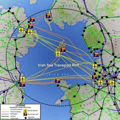 Interconnectivity around the Irish Sea Rim Wide-ranging connectivity, including major transport logistics