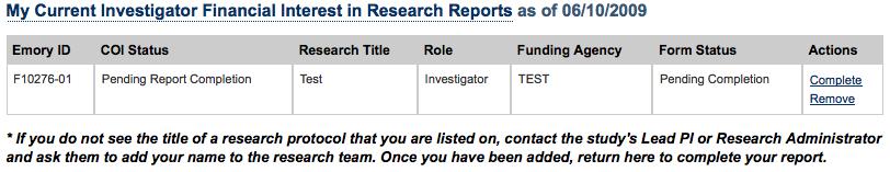 COMPLETING A INVESTIGATOR FINANCIAL INTEREST IN RESEARCH REPORT Section Highlights: The purpose of this form is to report Financial Interests related to research.