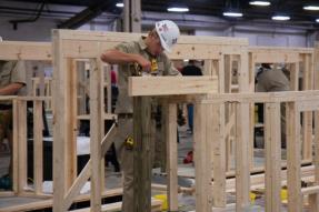 Caption: Dylan Bauguess placed seventh in the carpentry