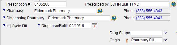 Prescription Number, Prescribed By, Pharmacy, Dispensing Pharmacy: Prescription #: This will be populated by the Pharmacy. Prescribed By: This will be populated by the Pharmacy.
