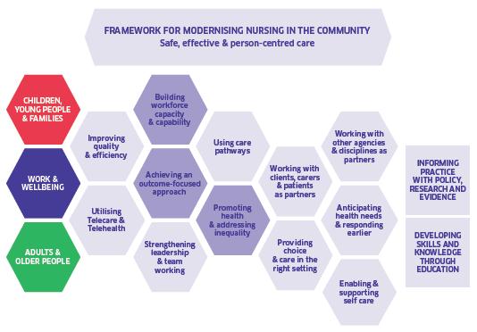 Figure 1: Framework for Modernising Nursing in the Community Workforce Affordability Improve efficiency To maximise the efficiency of service delivery, several workforce redesign factors are being