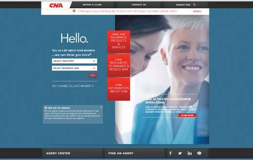 Returning to CNA.com Alternate (continued) You will return to the CNA.com home page. At the home page, click Agent Center to return to your session. Agent Center link Explore Agent Center on CNA.