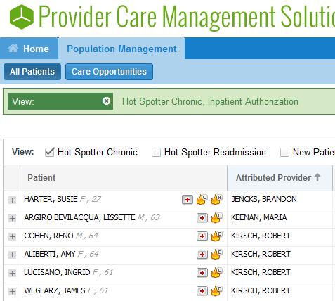 Management: All Patients When you filter the list, the system will show you what you have filtered.