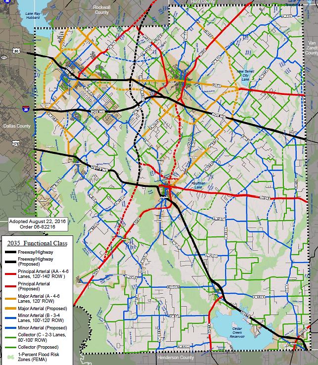 Background History Kaufman County 2035 Thoroughfare Plan Identifies SH 34 as a Principal Arterial (in yellow).