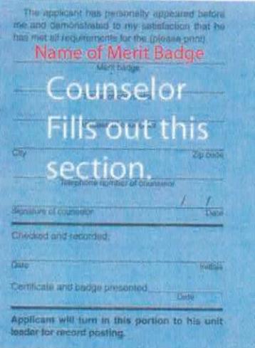 Blue cards will be returned by the counselors IN CLASS to the scout.