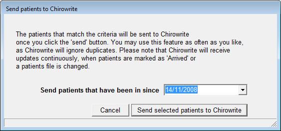 Transferring Patient Files using Arrived Method ChiroWrite creates a list named Current Patients where patient files are easily accessed once a patient has been marked as Arrived in