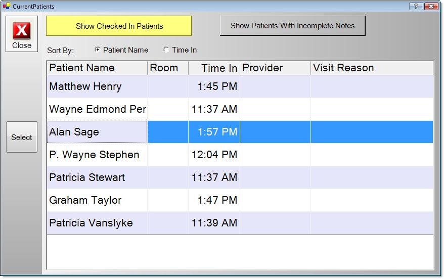 Current Patients Accessing Arrived Patients in ChiroWrite In ChiroWrite, select the Current Patients menu. Arrived patients appear in the list.