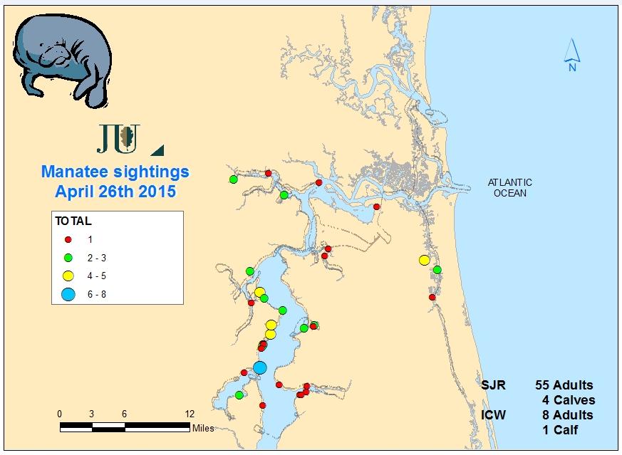 From Dr. Pinto at Jacksonville University "Please be aware that manatees are moving back into the area.