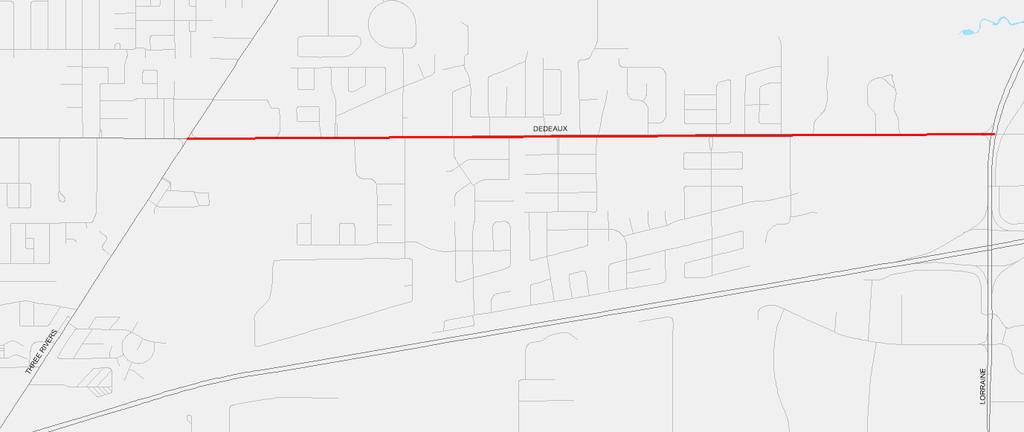 Route/Category: Dedeaux Road Termini: Three Rivers Road to Hwy 605 Improvement Type: Capacity Responsible Agency: City of Gulfport Project Length: 2.