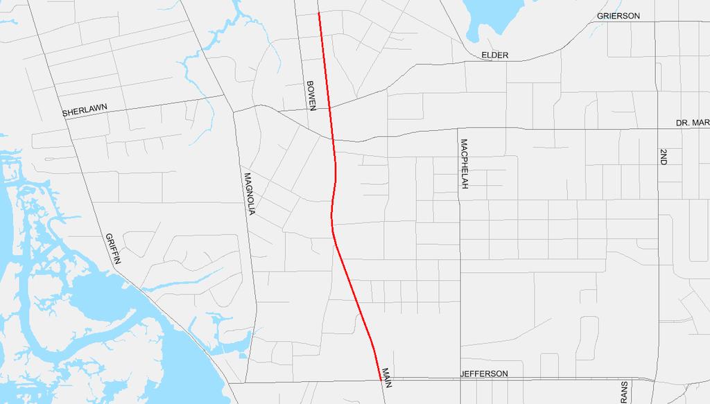 Route/Category: Termini: Main Street Ely Street to Jefferson Street Improvement Type: Sidewalks Responsible Agency: Moss Point Project Length: 2300 ft County: Jackson Project Description: Extend