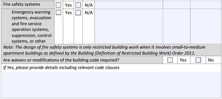 Please note the designation of the design of fire safety systems as restricted building work, only when it involves smallto-medium apartment buildings.
