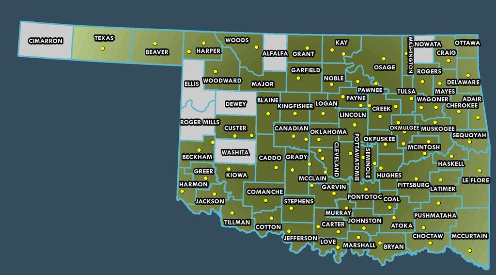OKLAHOMA COUNTY HEALTH DEPARTMENTS (CHDs) COUNTY HEALTH DEPARTMENT SITES COUNTIES WITH HEALTH DEPARTMENTS*