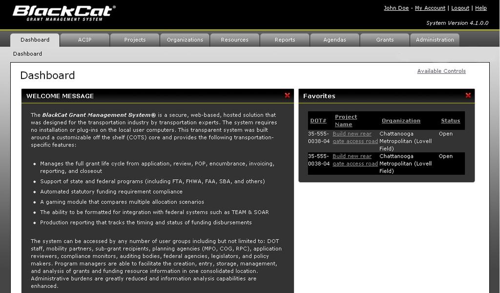 Section 3: Dashboard Page 3.1 Overview Users will log on and initially access the Dashboard page. (see Figure 3.