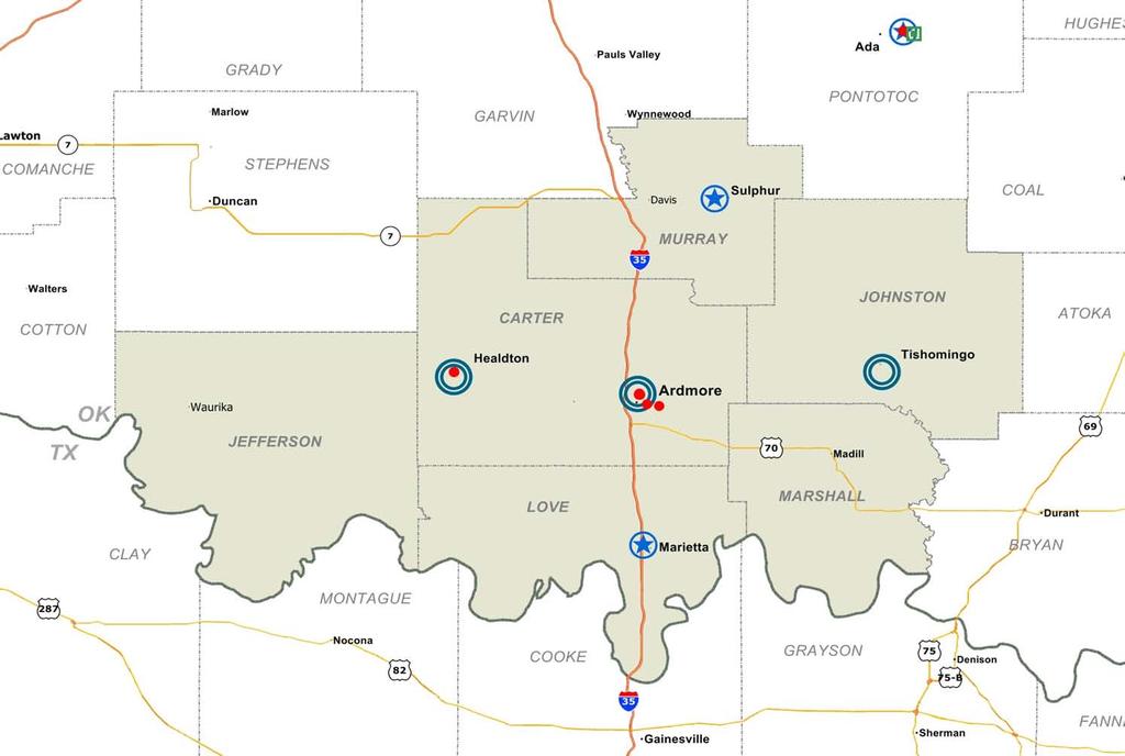 Ardmore, OK The Ardmore Primary Service Area (PSA) comprises six counties in south