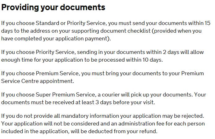 The method of submitting your documents varies depending on the service you use and the cost also varies accordingly: Standard: 475