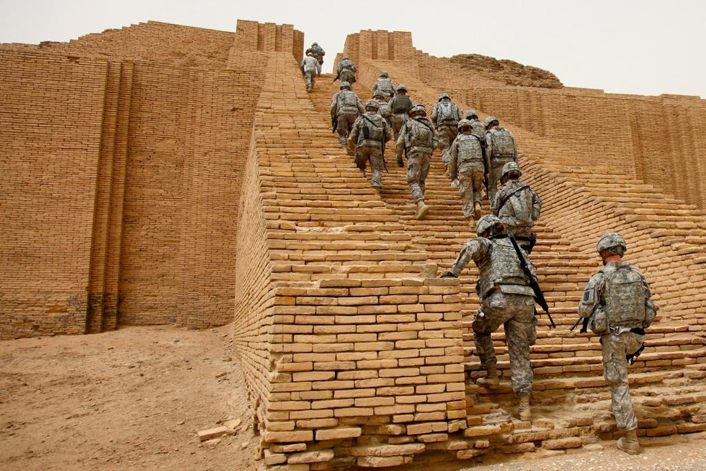 U.S. Soldiers from 17th Fires Brigade make their way up the Ziggurat of Ur, Iraq near Contingency Operating Base Adder, May 18, 2010.