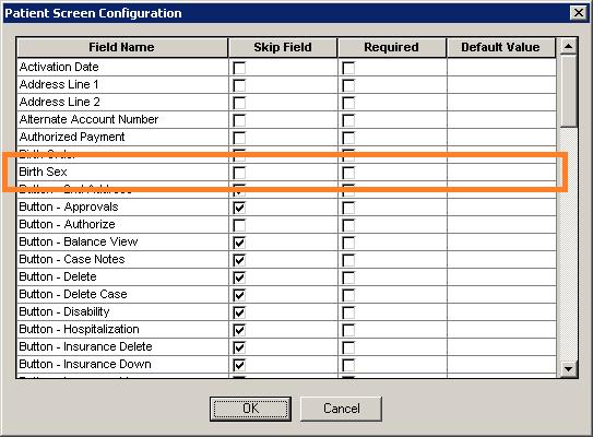 Administration (continued) Preferences Screen Config Patient The Patient Screen Configuration dialog has been updated with a Birth Sex field to provide consistency throughout the ChartMaker Medical