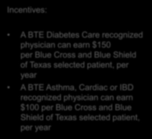 BCBSTX identifies its members with diabetes, cardiac, asthma and IBD who see BTE recognized