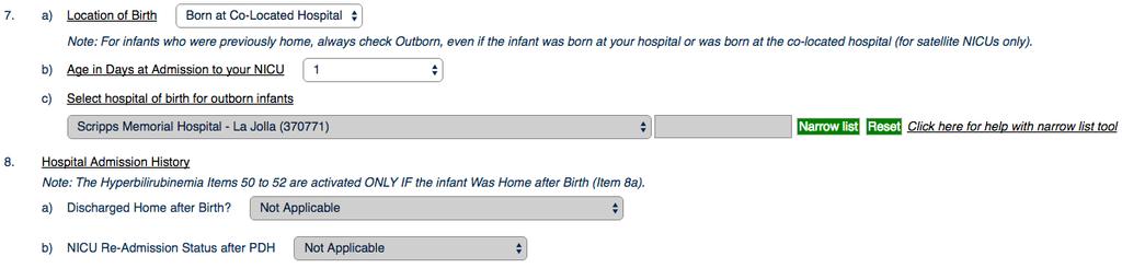 Emergency Room. For non-s, the Infant born at is not available. 3. Outborn Infant.