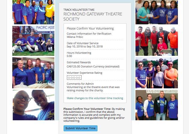 In example below, the description for the Richmond Gateway Theatre Society is: Volunteering at the theatre event that was raising money for charity 8 Rate your experience and then