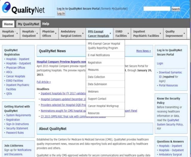 PPS-Exempt Cancer Hospital Quality Reporting Tab Click on the