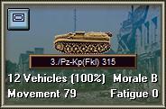The attack only requires that 100 infantry be present to support the 10 attacking vehicles, and so no Combined Arms Penalty is applied.
