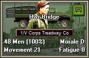 To initiate the bridge construction, select the Engineer unit and invoke the Bridge Operations command from the Engineer Menu in the Main Program.