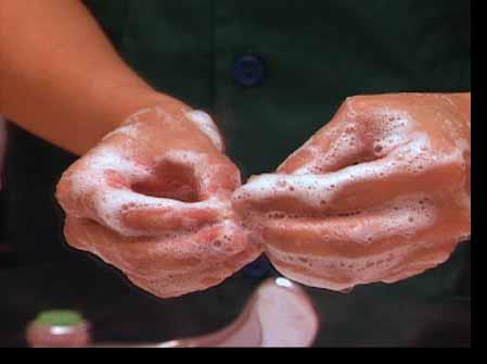 How to Wash Hands 1. Moisten hands 2. One pump of soap onto hands 3. Mechanically wash all surfaces including under nails for 15 seconds 4. Thoroughly rinse 5.