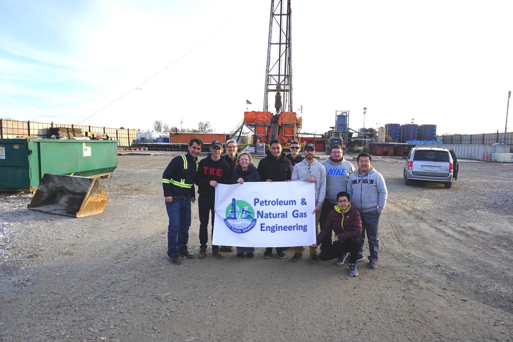 PNGE Student Field Trip Drs. Guochang Wang and Ali Shahkarami took nine PNGE students to Carrollton, Ohio to visit drilling and completion well sites.