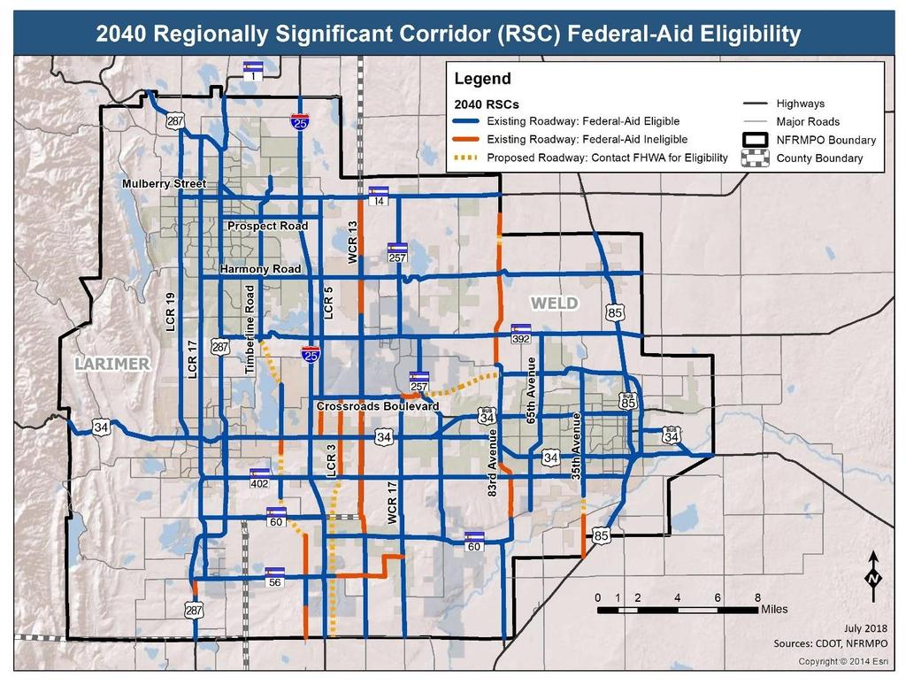 5.2 Federal-Aid Eligible 2040 Regionally Significant Corridors (RSCs) Roadway projects must be on a federal-aid eligible portion of an RSC identified in the 2040 RTP.