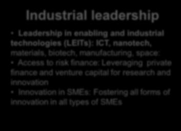 risk finance: Leveraging private finance and venture capital for research and innovation Innovation in SMEs: Fostering all forms of