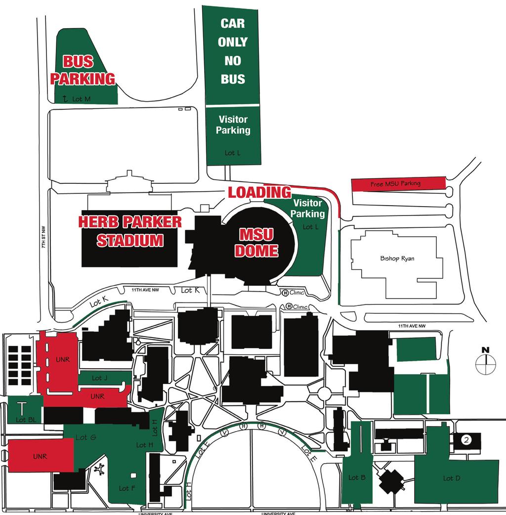PARKING BUS PARKING Bus parking is in the designated lot north of the dome. For parking assistance please call 3041.