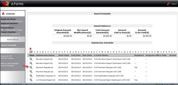 Payment Verification Checking the payment status cont. The Award Schedule and Balances screen will appear.