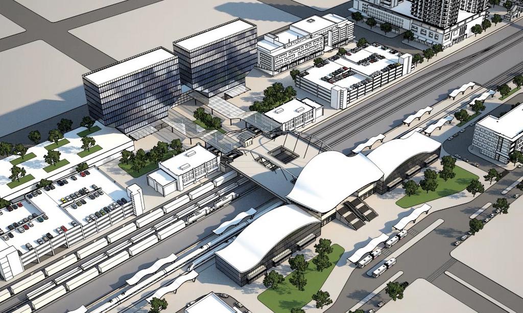 Station Communities and Hubs High-speed rail stations will serve as more than just a train stop; they will transform cities, create community hubs and anchor intermodal transportation networks.